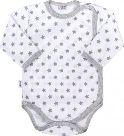Kojenecké celorozepínací body New Baby Classic II šedé s hvězdičkami, Šedá, 56 (0-3m) - obrázek 1