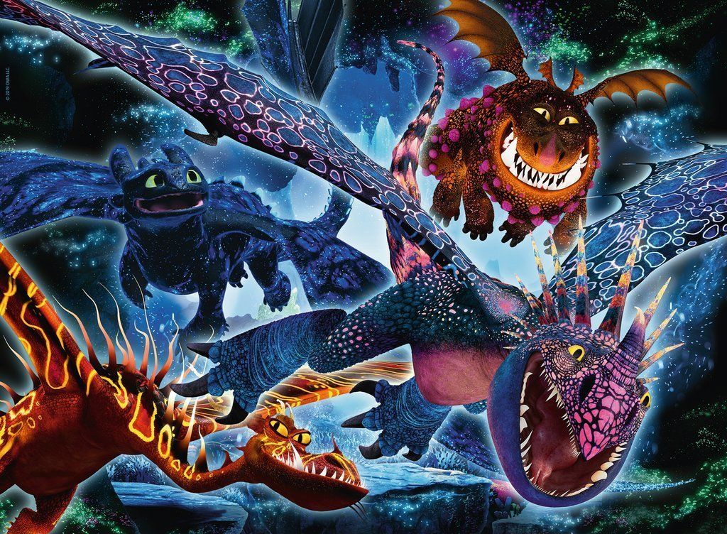 RAVENSBURGER Svítící puzzle Jak vycvičit draka III XXL 100 dílků - obrázek 2