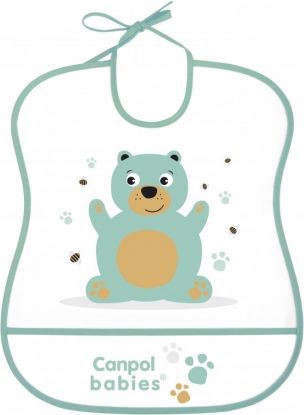 Canpol Babies Plastový bryndák s kapsičkou Cute Animals - Medvídek - obrázek 1