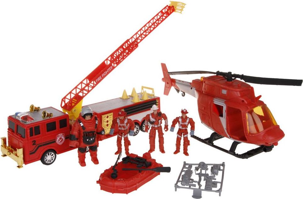 Hasičský set s helikoptérou a zásahovým vozidlem - obrázek 1