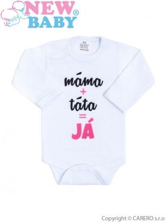 Body s potiskem New Baby máma plus táta rovná se JÁ, Růžová, 62 (3-6m) - obrázek 1