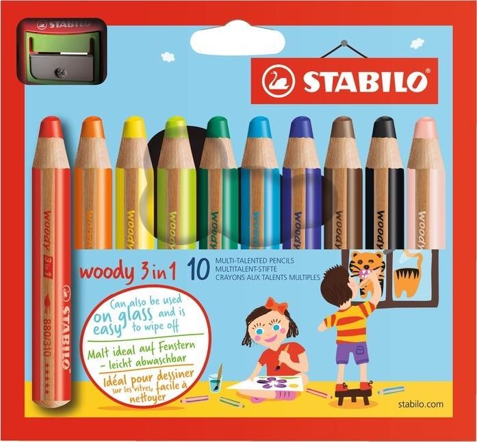STABILO woody 3 in 1 10 ks Pouzdro s Ořezávátkem - obrázek 1