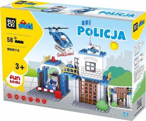 Blocki Blocki Mubi stavebnice Policejní stanice typ LEGO DUPLO 58 dílů se světlem a zvukem - obrázek 1