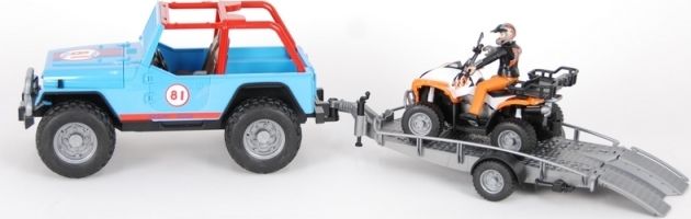 Bruder Závodní Jeep se čtyřkolkou a figurkou - obrázek 1