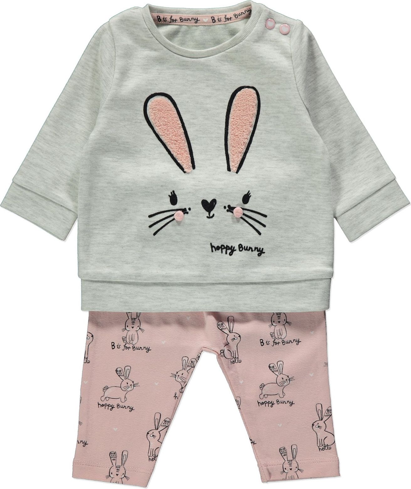 Kojenecká mikina a legíny GEORGE, šedá, motiv zajíček Velikost: 80 - 86cm (12 - 18 měsíců) - obrázek 1