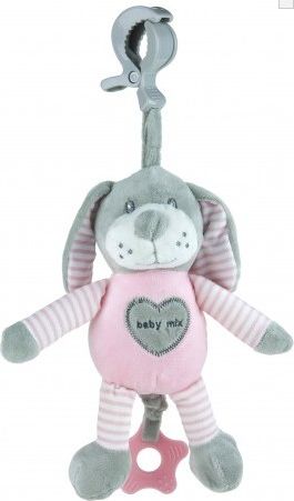 Baby Mix Plyšová závěsná hračka s melodií Pejsek - růžový - obrázek 1