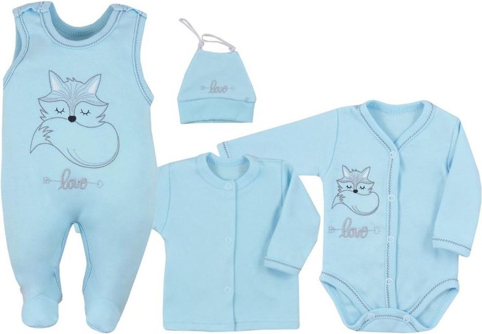 KOALA 4-dílná kojenecká souprava Koala Fox Love modrá - 4-dílná kojenecká souprava Koala Fox Love modrá - obrázek 1