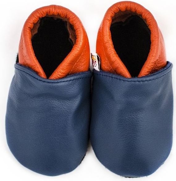 CAPIKI Afelo Kožené capáčky dvoubarevné modro oranžové velikost: 12-18 M (14 cm) - obrázek 1