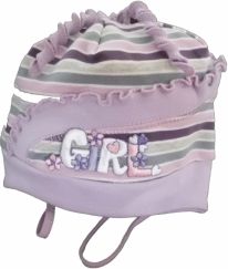 Čepice dětská bavlna - GIRL proužky fialová - vel.50cm - obrázek 1