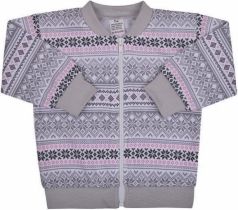 Kabátek kojenecký bavlna - VZOR šedo-růžový - vel.74 - obrázek 1