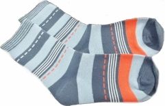 Ponožky dětské bavlna - PRUHY modré s červenou - vel.17-18 (obuv 28-29) - obrázek 1