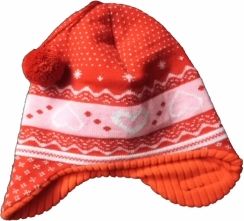 Čepice dětská zimní - SRDÍČKA červená - vel.54-56cm - obrázek 1