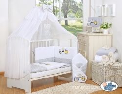 Rychlozavinovačka bavlna s výztuží - TŘI SOVY šedý puntík s růžovou - 75x75cm - obrázek 2