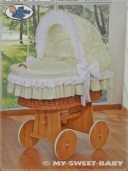 Koš proutěný bílý s boudičkou a výbavou - KANÝRKY smetanový - My Sweet Baby - obrázek 2