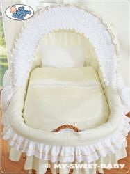 Koš proutěný bílý s boudičkou a výbavou - KANÝRKY smetanový - My Sweet Baby - obrázek 3