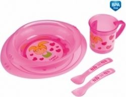 Sada nádobí plastová HOLČIČKA růžová - 4-dílná - obrázek 1