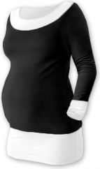 Těhotenské tričko - dlouhý rukáv - DUO černé s bílou velikost S/M - obrázek 1