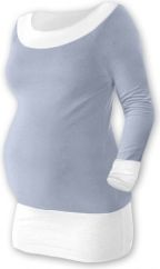 Těhotenské tričko - dlouhý rukáv - DUO šedé s bílou velikost L/XL - obrázek 1