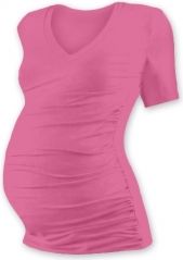 Těhotenské tričko - krátký rukáv - VÝSTŘIH DO V - růžové velikost S/M - obrázek 1