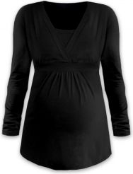 Těhotenská i kojící tunika - dlouhý rukáv - ANIČKA černá velikost S/M - obrázek 1