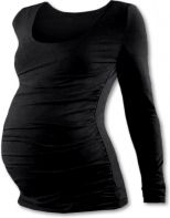 Těhotenské tričko dlouhý rukáv - JOHANKA - černé velikost L/XL - obrázek 1