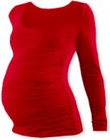 Těhotenské tričko dlouhý rukáv - JOHANKA - červené velikost L/XL - obrázek 1