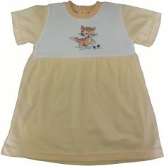 Šaty dětské bavlna - KOČIČKA meruňkové - vel.92 - obrázek 1