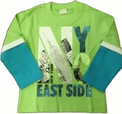Tričko dětské dlouhý rukáv - NEW YORK zelené - vel.86 - obrázek 1