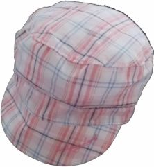 Čepice dětská letní - KŠILTOVKA kostka růžovo-modrá - vel.50-52cm - obrázek 1