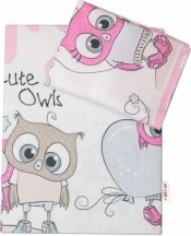 Povlečení do postýlky 2-díl bavlna - CUTE OWLS růžové rozměr 135x100cm - obrázek 1