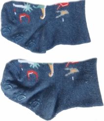 Ponožky kojenecké bavlna s ABS - DINOSAURUS tmavě modré - vel.6-9měs. - obrázek 1