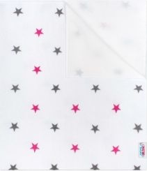 Přebalovací podložka flanelová - HVĚZDIČKY růžové a šedé na bílém - 47x57cm - obrázek 1