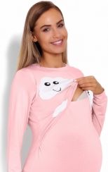 Těhotenské/Kojící pyžamo s 3/4 legínami - MRÁČKY růžové - BeeMaaMaa    velikost L/XL - obrázek 2