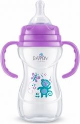 Lahev kojenecká s úchyty 240ml - OPIČKA s fialovou - Bayby - obrázek 1