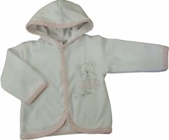 Kabátek kojenecký bavlna podšitý - MY BEAR bílý s růžovou - vel.68 - obrázek 1