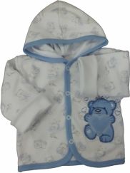 Kabátek kojenecký bavlna podšitý - MEDVÍDEK A MÉĎOVÉ bílo-modrý - vel.50 - obrázek 1