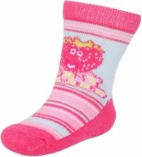 Ponožky kojenecké bavlna s ABS - JAHŮDKA proužky tmavě růžové - vel.6-9měs. - obrázek 1