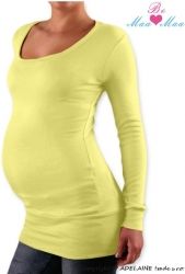 Těhotenské tričko - dlouhý rukáv - NELLY žluté velikost S/M - obrázek 1
