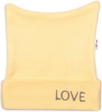 Čepička kojenecká nasazovací bavlna - LOVE žlutá - vel.62 - obrázek 1
