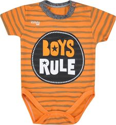 Body kojenecké krátký rukáv - BOYS RULE oranžové - vel.86 - obrázek 1