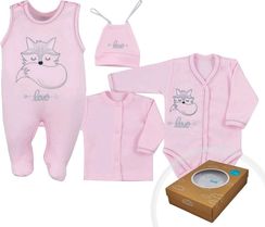 Souprava kojenecká bavlna 4-dílná - KOALA FOX LOVE růžová - vel.68 - obrázek 1