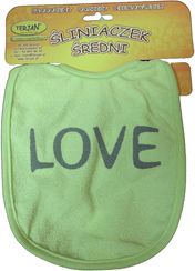 Bryndák dětský froté s fólií Terjan - LOVE zelený - malý zavazovací - obrázek 1