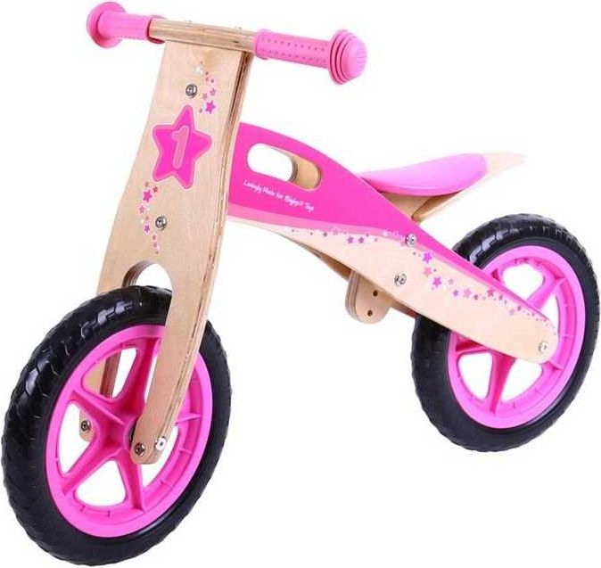 Dětské dřevěné kolo odrážedlo BG - růžové - obrázek 1