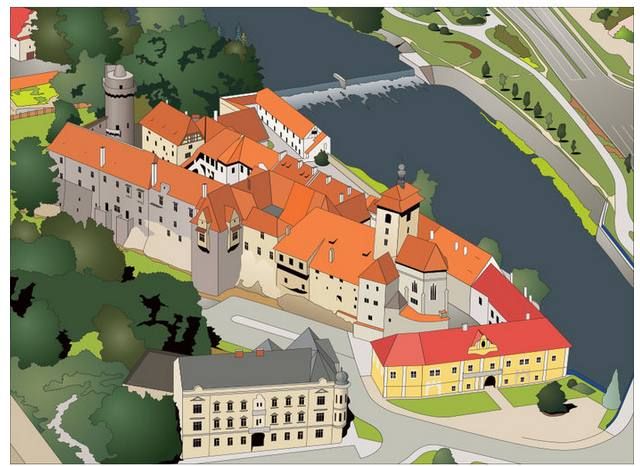 Hrad Strakonice Jednoduchá vystřihovánka - obrázek 8