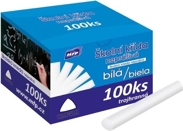 Křídy M bílá trojhranné 100ks v krabičce neprášivá - obrázek 1