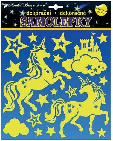 Samolepky svítící ve tmě jednorožci 25x25cm - obrázek 1
