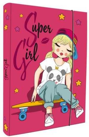 Desky na sešity A4 s gumou SUPER GIRL 2019 - obrázek 1
