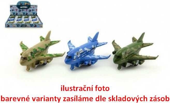 Letadlo plast 9cm 3 barvy na zpětný chod - obrázek 1