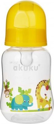 Láhev s obrázkem Akuku 125 ml žirafa žlutá, Žlutá - obrázek 1