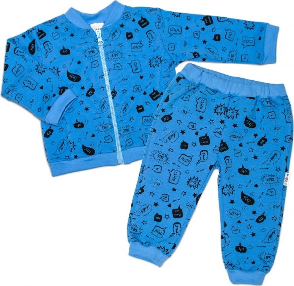 Baby Nellys Bavlněná tepláková souprava Baby Nellys ® - Cool Baby, modrá, vel. 68 - obrázek 1